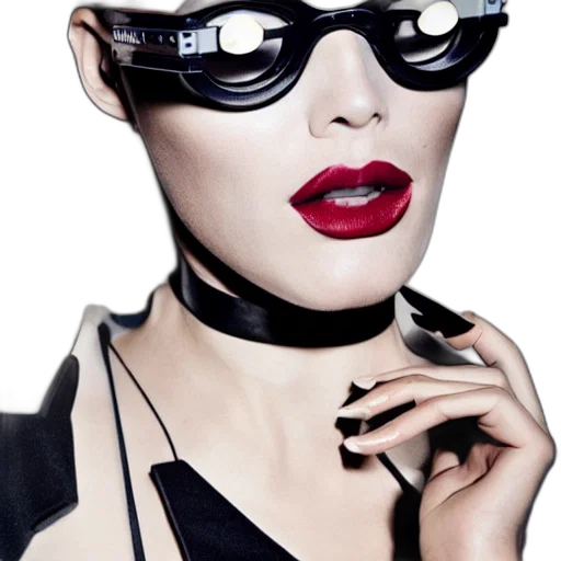jewelry, photorealistic, cyberpunk, woman transparent PNG cut-out