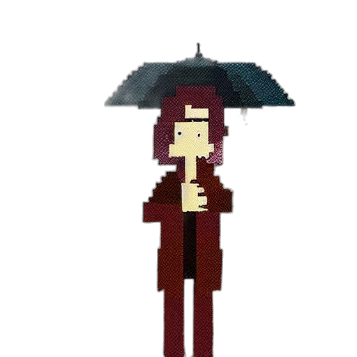umbrella, hat, staff, robot transparent PNG cut-out