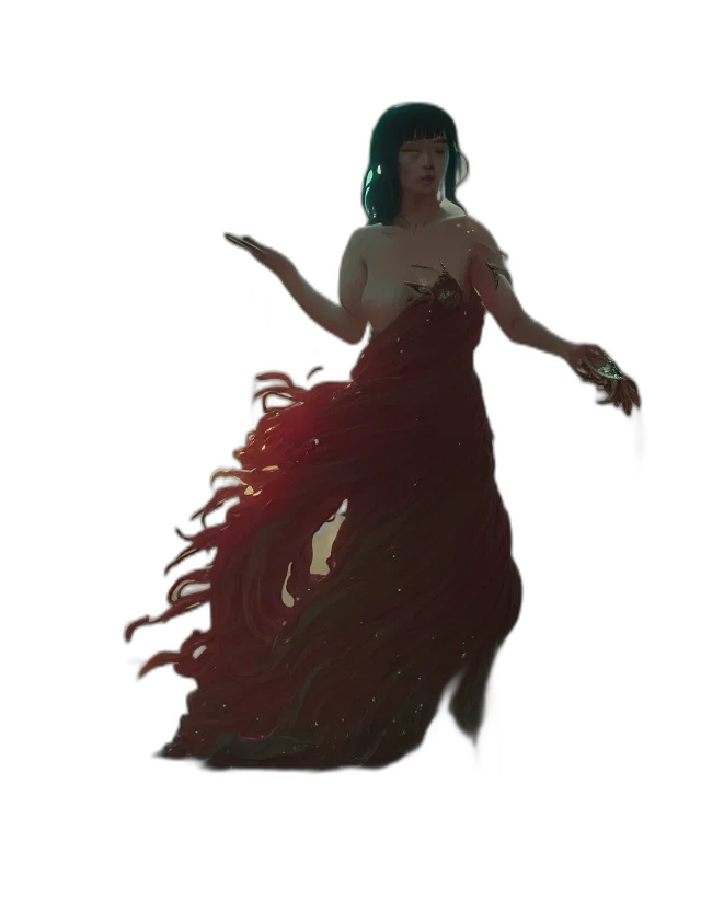 dress, creature, hair, concept art transparent PNG cut-out