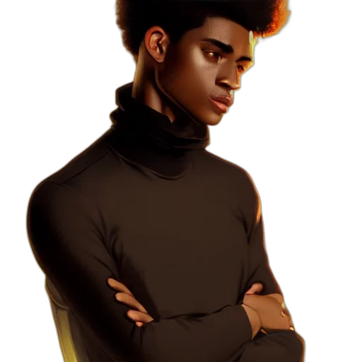 jacket, staff, hair, face transparent PNG cut-out