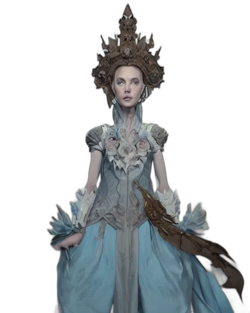dress, crown, staff, concept art transparent PNG cut-out