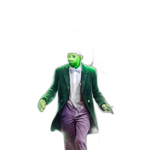 creature, mask, jacket, staff transparent PNG cut-out