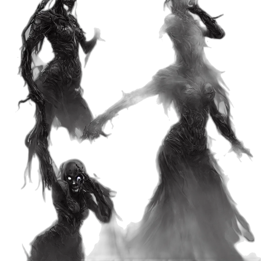 creature, hair, dress, mask transparent PNG cut-out