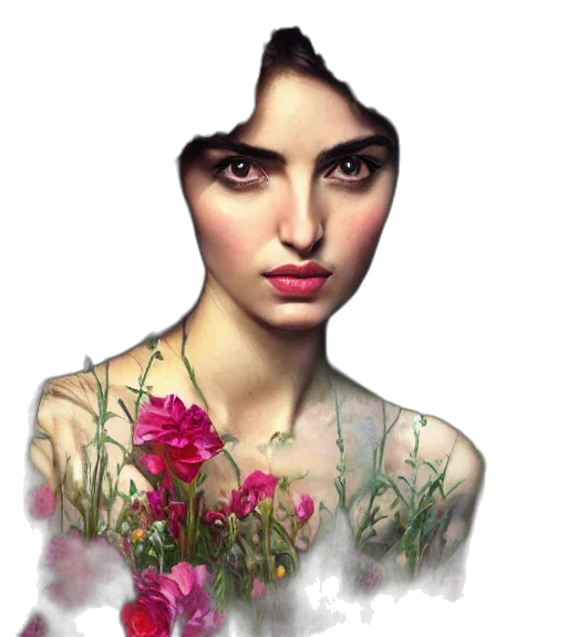 face, flower, jewelry, dress transparent PNG cut-out