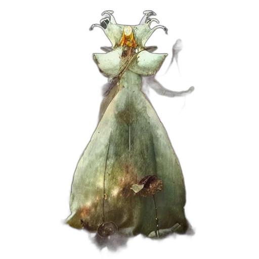 dress, creature, crown, staff transparent PNG cut-out