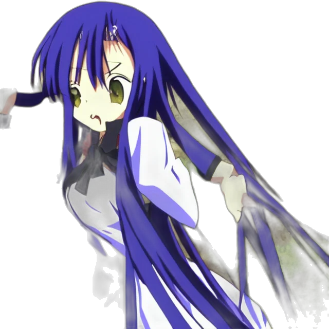 dress, staff, hair, weapon transparent PNG cut-out