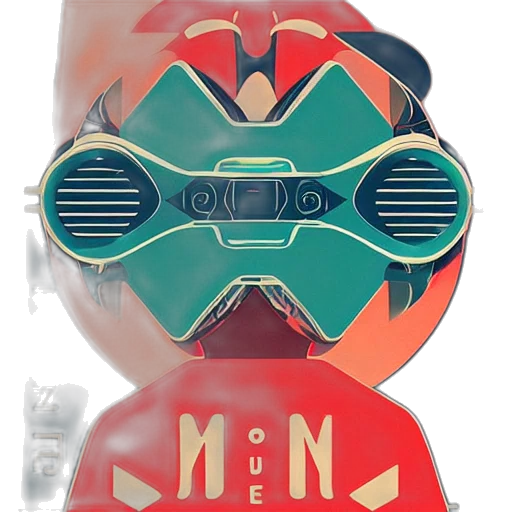 mask, robot, concept art, 3d render transparent PNG cut-out