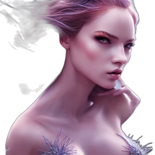 flower, crown, face, fantasy art transparent PNG cut-out