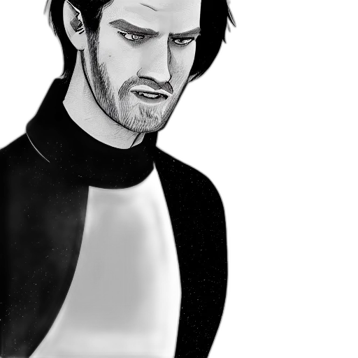 jacket, face, robot, comic book art transparent PNG cut-out