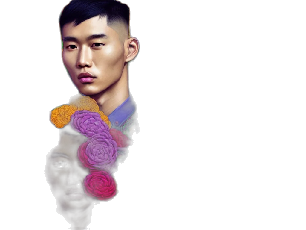 staff, hair, face, photorealistic transparent PNG cut-out