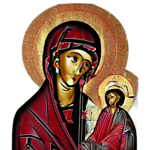 red, silver, icon, theotokos transparent PNG cut-out