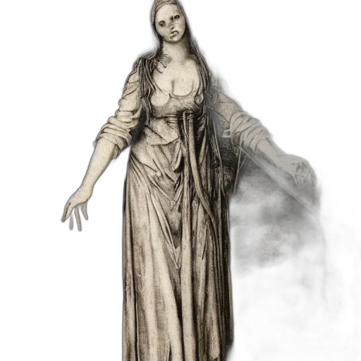 dress, staff, creature, face transparent PNG cut-out