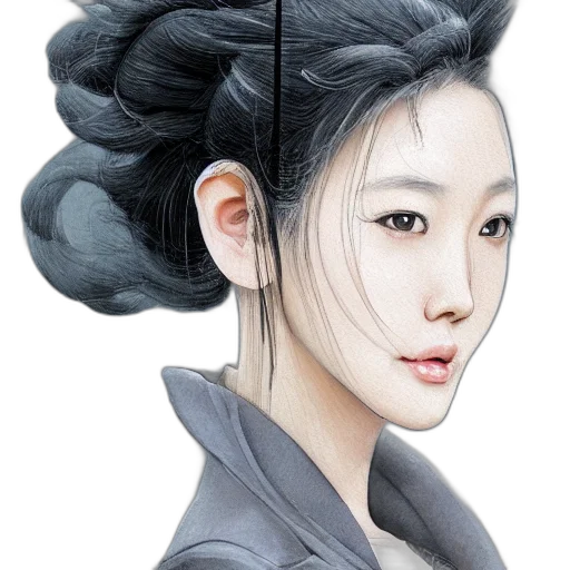 face, hair, photorealistic, fantasy art transparent PNG cut-out