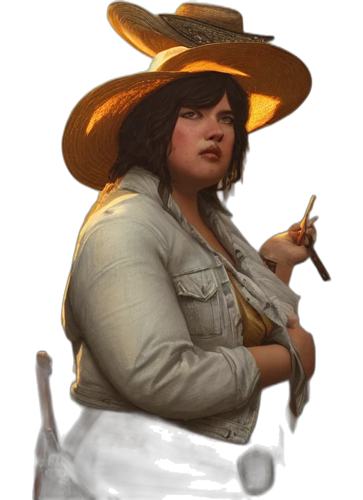 staff, hat, jacket, weapon transparent PNG cut-out