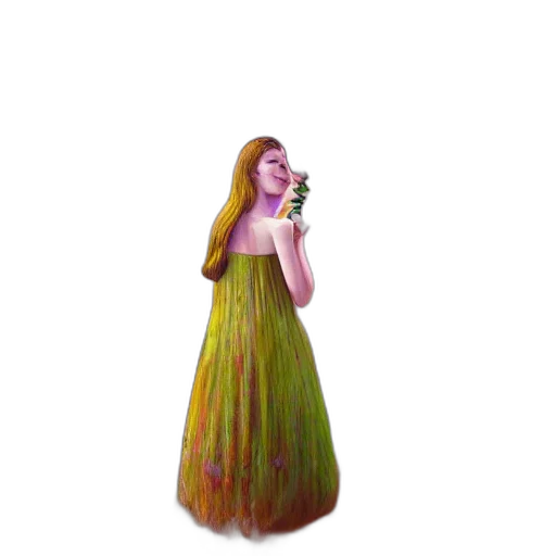 dress, hair, bottle, staff transparent PNG cut-out