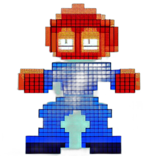 robot, pixel art, 3d render, concept art transparent PNG cut-out