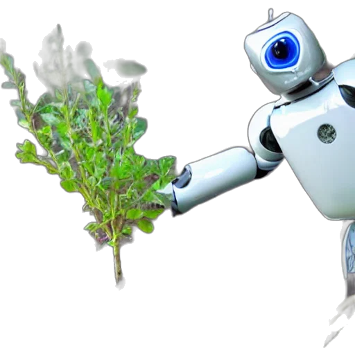 robot, 3d render, concept art, watering transparent PNG cut-out