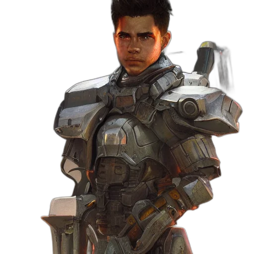 robot, weapon, face, jacket transparent PNG cut-out