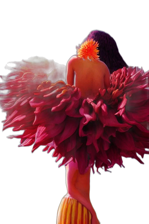 dress, flower, hair, crown transparent PNG cut-out