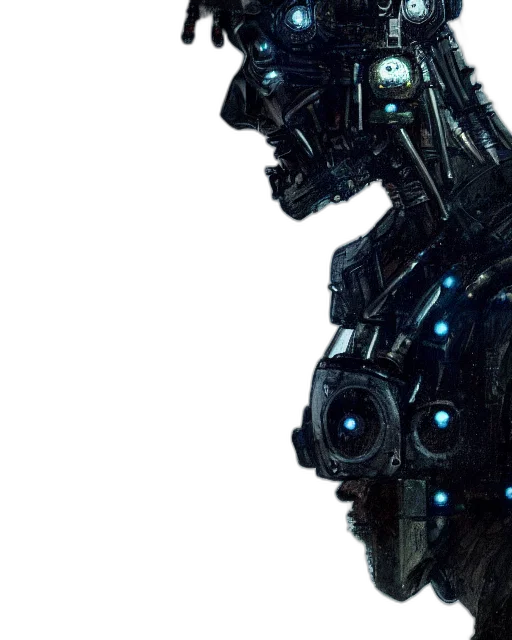 robot, concept art, cyberpunk, 3d render transparent PNG cut-out