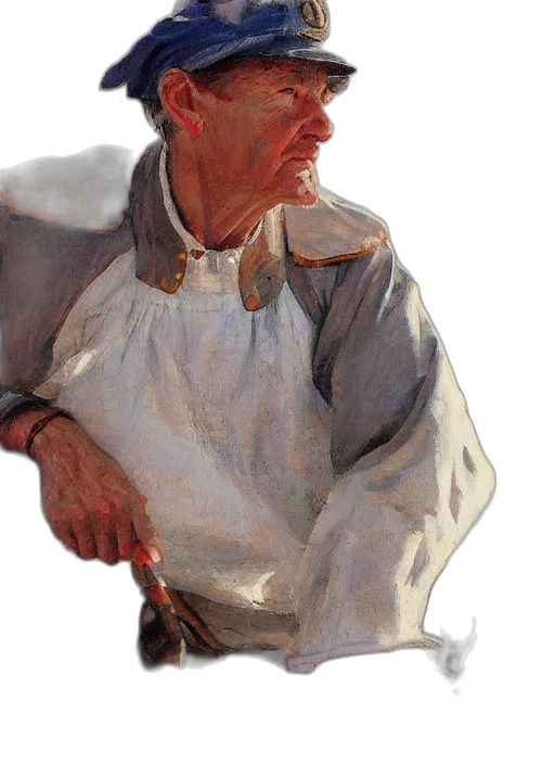 staff, face, jacket, oil painting transparent PNG cut-out