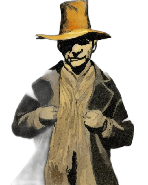 jacket, hat, mask, staff transparent PNG cut-out