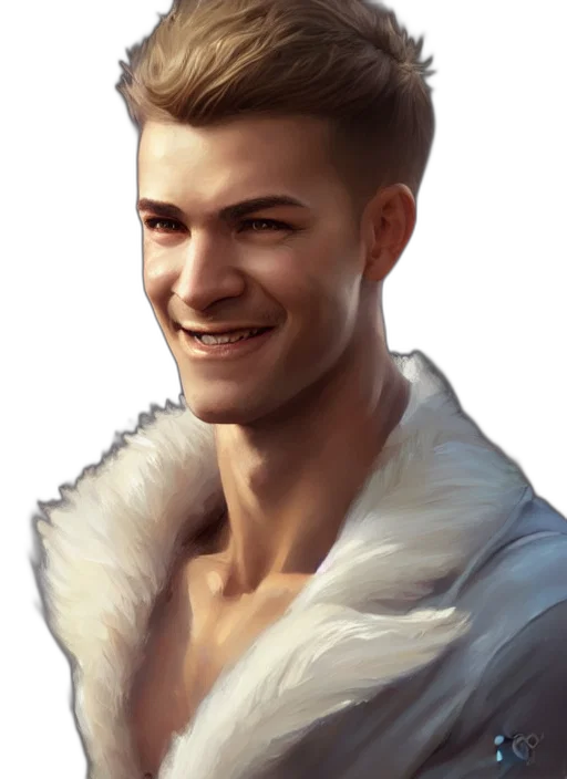 face, jacket, fantasy art, photorealistic transparent PNG cut-out