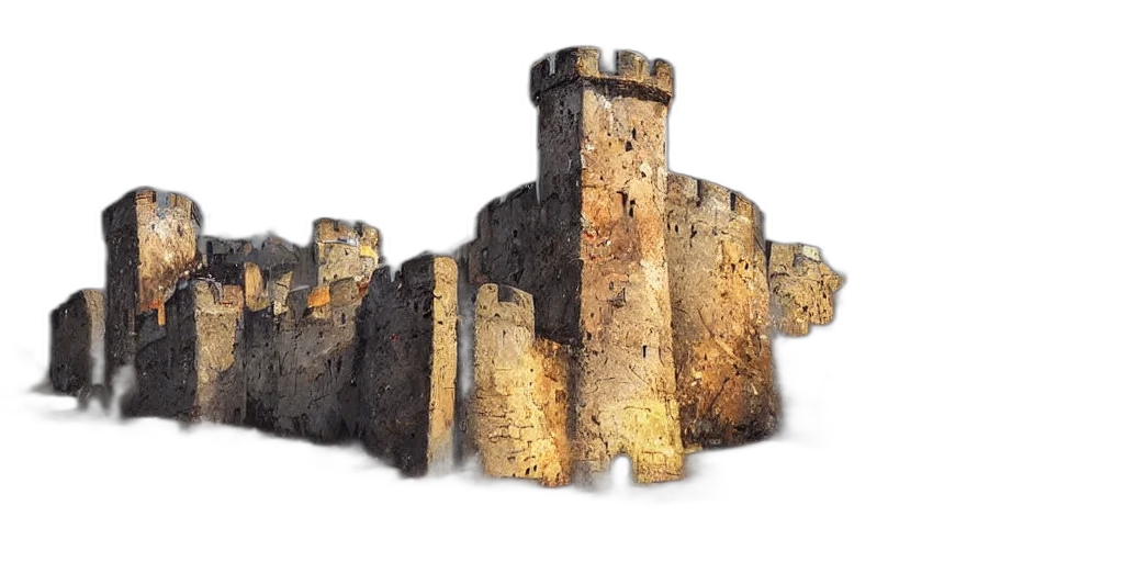 crown, building, sword, 3d render transparent PNG cut-out