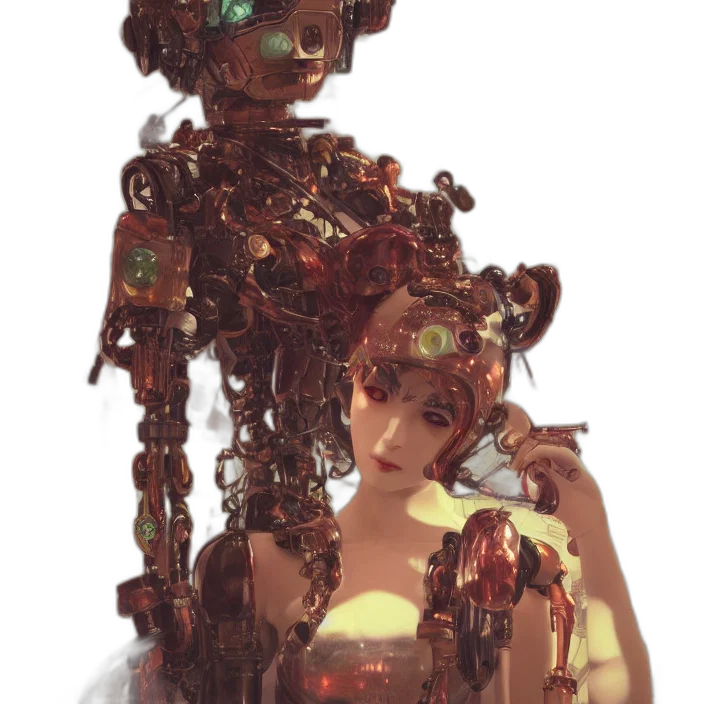 robot, dress, weapon, staff transparent PNG cut-out