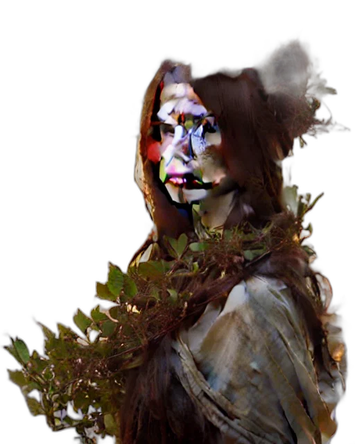 face, mask, creature, photorealistic transparent PNG cut-out