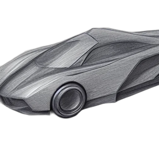 car, 3d render, concept art, pencil sketch transparent PNG cut-out