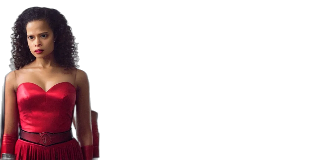 dress, face, hair, staff transparent PNG cut-out