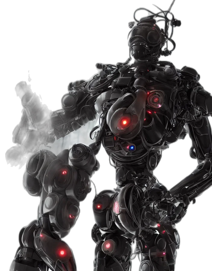 robot, concept art, cyberpunk, 3d render transparent PNG cut-out