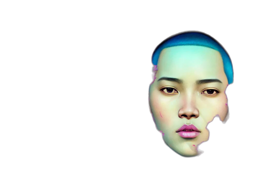 face, mask, vaporwave, 3d render transparent PNG cut-out