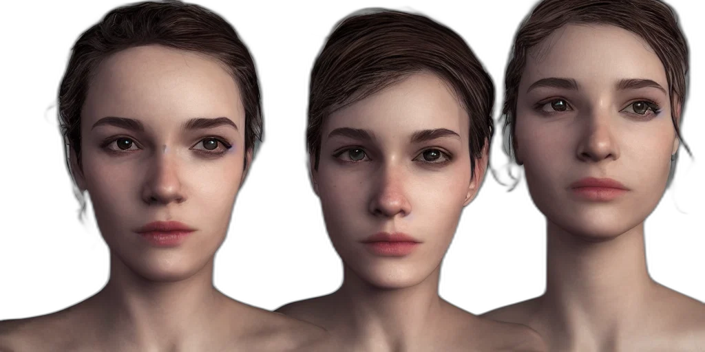 face, photorealistic, 3d render, concept art transparent PNG cut-out