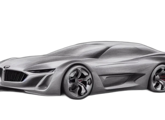 car, pencil sketch, concept art, photorealistic transparent PNG cut-out