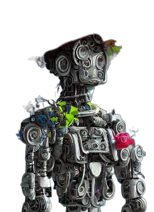 robot, concept art, 3d render, cyberpunk transparent PNG cut-out