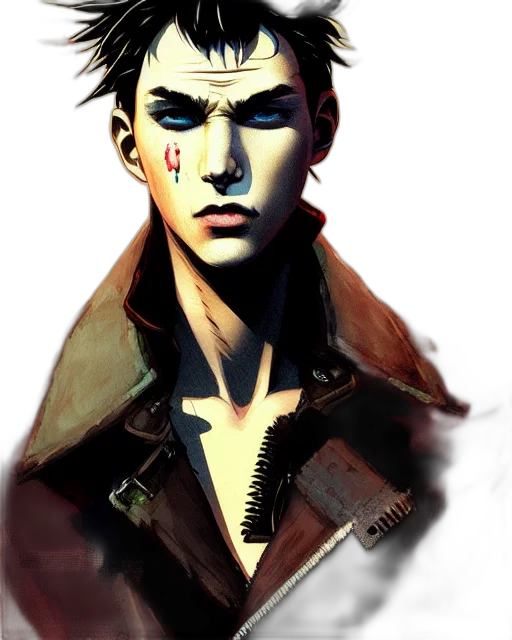 jacket, face, mask, comic book art transparent PNG cut-out