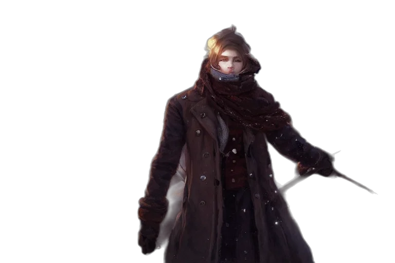 jacket, staff, concept art, fantasy art transparent PNG cut-out