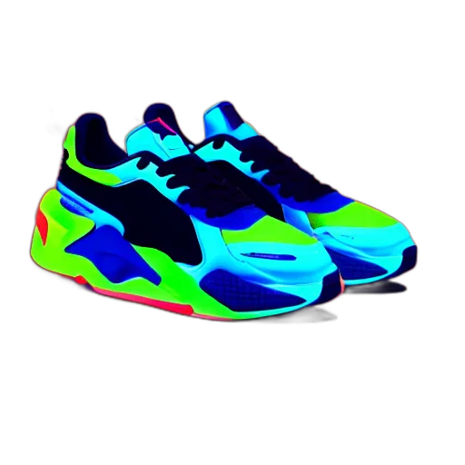 shoes, 3d render, vaporwave, photorealistic transparent PNG cut-out