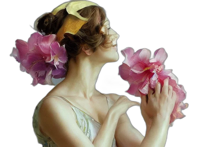 flower, photorealistic, oil painting, 3d render transparent PNG cut-out