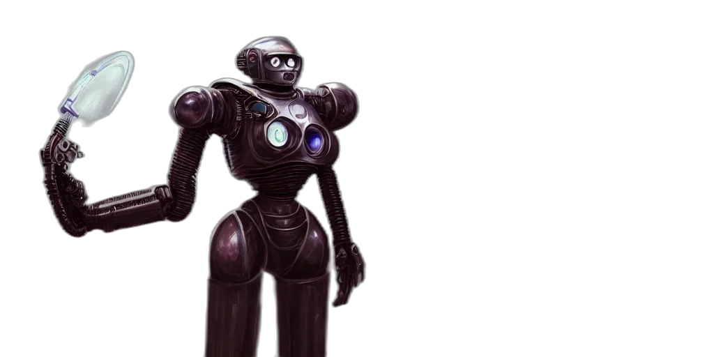 robot, concept art, 3d render, cyberpunk transparent PNG cut-out