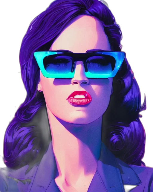 face, comic book art, vaporwave, cartoon transparent PNG cut-out