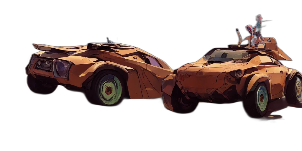 car, concept art, 3d render, comic book art transparent PNG cut-out