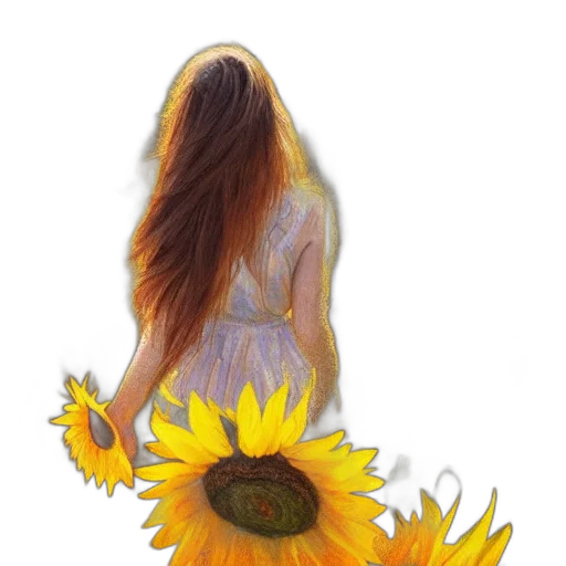 dress, flower, hair, crown transparent PNG cut-out