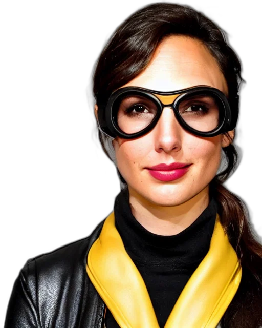 headshot, gal, gadot, wearing transparent PNG cut-out