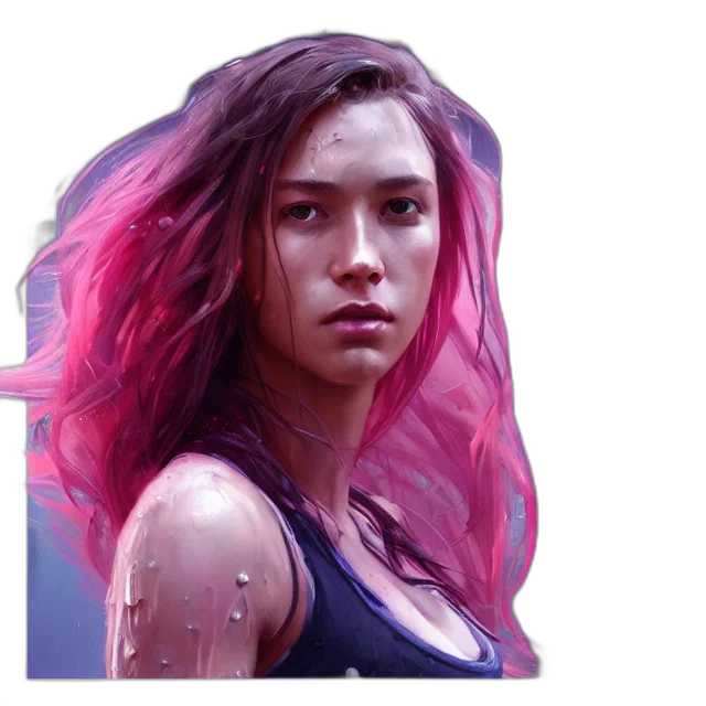 face, hair, photorealistic, concept art transparent PNG cut-out