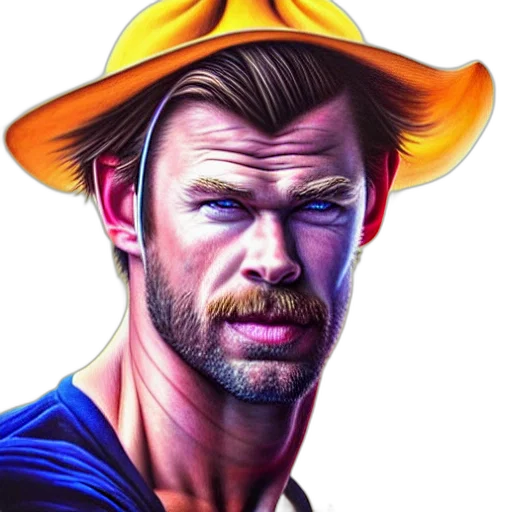 hat, face, comic book art, photorealistic transparent PNG cut-out