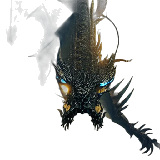 dragon, mask, creature, staff transparent PNG cut-out
