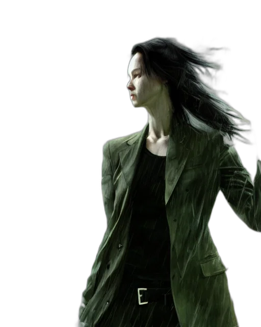 jacket, hair, photorealistic, cyberpunk transparent PNG cut-out